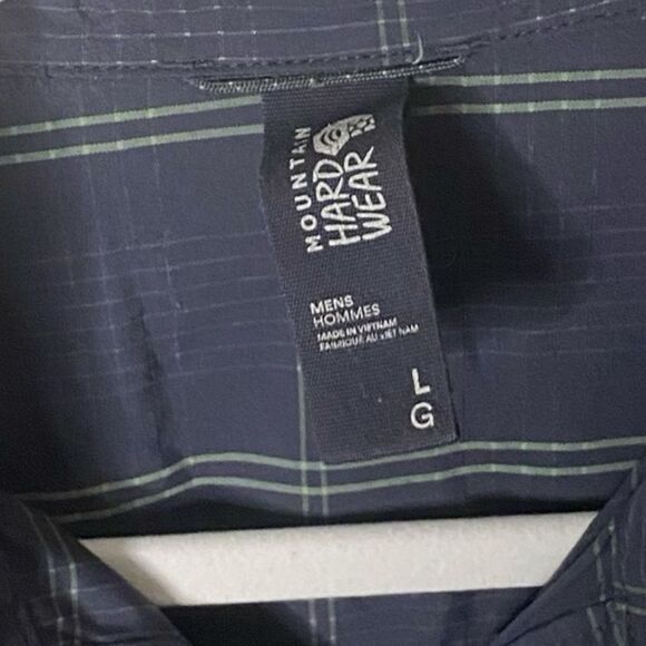 MOUNTAIN HARDWEAR Men’s Sz Lrg Plaid Short Sleeve Collared Button Down Shirt - Picture 4 of 4